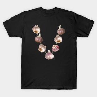 1980s Halloween Funny Food Lover Foodie I love garlic T-Shirt